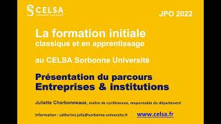 JPOCELSA22 Présentation du parcours Entreprises et institutions [upl. by Wilen971]