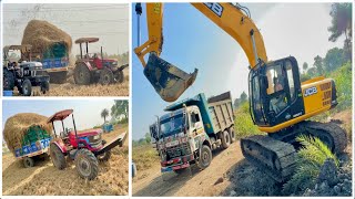 JCB 205 Excavator with Tata Dumper Site Visit  Mahindra Novo पराली का सदुपयोग करेंगें Trolley Full [upl. by Brittni]