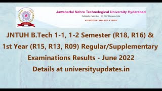 JNTUH BTech 11 12 Sem and 1st Year Exams Results  June 2022 Announced [upl. by Ahpla]