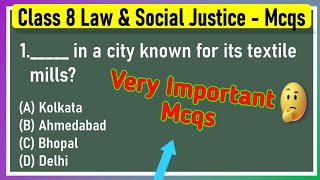 MCQ Questions for Class 8 Civics Chapter 10 Law and Social Justice with Answers [upl. by Neom73]