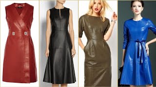 classy wonderful trendy latex leather dresses ideas leatherwear [upl. by Lawry]