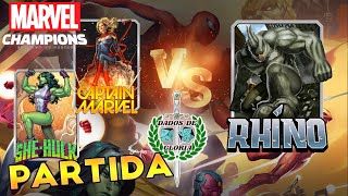 Marvel Champions  Capitana Marvel y Hulka VS Rhino [upl. by Kinna513]