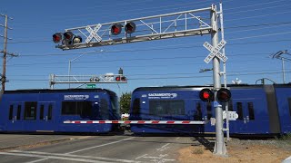 SacRT Siemens S700 New Low Floor Train  Birkmont Dr Railroad Crossing Folsom CA New Camera Test [upl. by Akimet]