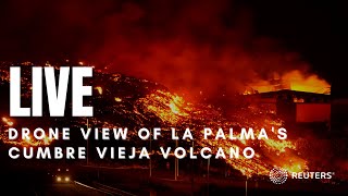 LIVE Drone captures view of La Palmas Cumbre Vieja volcano [upl. by Gloriane]