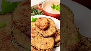 Golden and crispy Air Fryer Eggplant Parmesan Slices eggplantrecipe airfryerrecipes snacksathome [upl. by Hemetaf57]