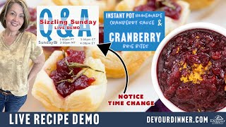 Making Homemade Cranberry Sauce and Tasty Cranberry Brie Bites Appetizer LIVE Recipe Demo [upl. by Hairaza]