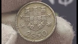 Republica Portuguesa 1974 250 Escudos Coin VALUE  REVIEW [upl. by Eanyl]