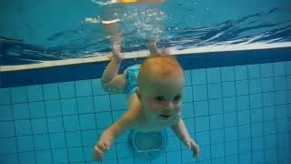 Viral on tiktokCute babies swimming videos2 months toddlers swimming in pool [upl. by Enywtna232]