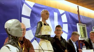 Inside the worlds first robothuman press conference [upl. by Grimes]