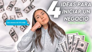 4 IDEAS de NEGOCIOS FÁCILES y RENTABLES para ESTUDIANTES 💡l con MENOS de 75 USD 🤑 [upl. by Swehttam]