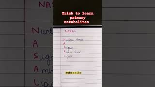 Trick to learn primary metabolites shorts biology neet [upl. by Lleral952]