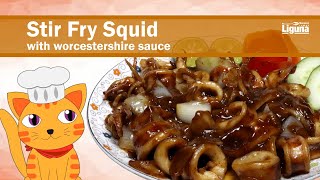 STIR FRY SQUID with Worcestershire Sauce Recipe Simply Delicious [upl. by Nolyd]