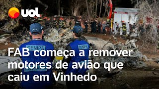 Avião que caiu em Vinhedo FAB começa a remover motores de aeronave da Voepass veja vídeo [upl. by Gordon]