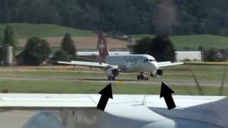 Helvetic Airways Airbus A319 Reverser Fail Landing in Bern Belp LSZB [upl. by Cassil955]