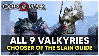 God of War  All 9 Valkyrie Locations Chooser of the Slain Trophy Guide [upl. by Nylad970]