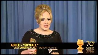 Adele  Backstage reactions at Golden Globes 2013 [upl. by Rex557]