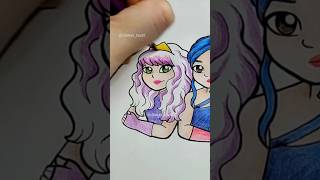 Drawing Mal and Evie Descendants 2 Disney drawing fanart disney descendants [upl. by Tnias]