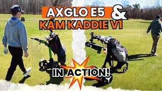 Free Up Your Golf Game Axglo E5 amp Kam Kaddie V1 Electric Push Carts in Action with Brian amp Liam [upl. by Ayaj97]