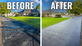 ONE DAY Asphalt Repair  Resurface Asphalt Yourself Including Cracks [upl. by Bartram275]