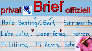 Brief schreiben  privater Brief  formaler Brief bzw offizieller Brief  Deutsch A1  Deutsch A2 [upl. by Orazal781]