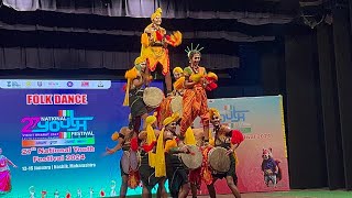 Dollu Kunitha Dance from Karnataka in National Youth Festival nyf2024 Karnataka dollukunitha [upl. by Ynohtn]