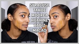 Nars Light Reflecting Foundation Swatches Syracuse Tahoe Moorea Huahine Cadiz Macao [upl. by Carbo60]