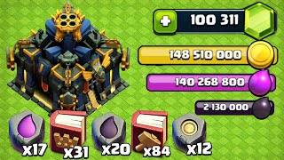 I MAXED Town Hall 17 with 100000 GEMS  Maxed TH17 Gameplay and Upgrade Spending Spree COC [upl. by Lledra]