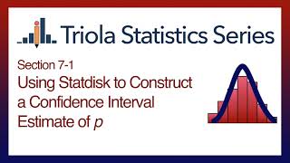 Statdisk Section 71 Using Statdisk to Construct a Conf Interval Estimate of Population Proportion [upl. by Ramos]