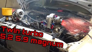 Twin TURBO 52 59 magnum build FIRST STARTUP Whitie build ep4 [upl. by Eixirt]