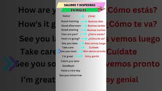 Saludos y despedidas en Inglés inglesrapidoyfacil english inglespractico ejerciciosdeingles [upl. by Indihar]