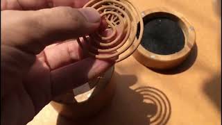 Natural Vietnam oud incense coils with 2 Level Wooden Incense Censer Wooden Incense Burner [upl. by Cattan]