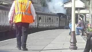 7822 Foxcote Manor steaming out of the Station [upl. by Htebharas4]