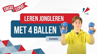 Hoe jongleer je met 4 ballen  Jongleren met 4 balletjes  Circusexpertnl [upl. by Aryk]