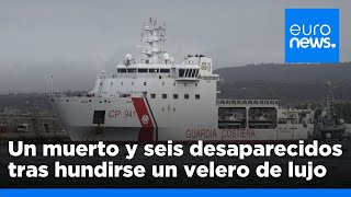 Un muerto y seis desaparecidos tras hundirse un velero de lujo han rescatado a un niño de 1 año [upl. by Rapp25]