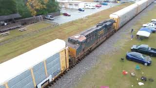 CSX M202330 Lead By CSX 748 In Folkston GA Drone View [upl. by Sontich]