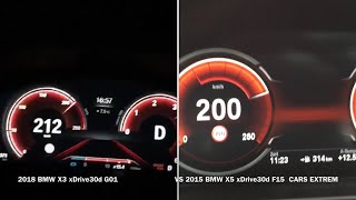 0230 KMH 2018 BMW X3 xDrive30d G01 VS 2015 BMW X5 xDrive30d F15 Acceleration [upl. by Durst960]