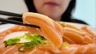 ASMR Salmon Sashimi raw fish Seaweed Salad Crispy Rice Mukbang Soft amp crunchy sushi eating sounds [upl. by Rogerson520]