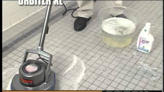 Oreck Commercial Orbiter Floor Machine Porcelain Ceramic Tile amp Grout Cleaning [upl. by Eelsel]