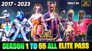 FREE FIRE ALL ELITE PASS  ALL ELITE PASS FREE FIRE  FREE FIRE SEASON 1 TO 55 ALL ELITE PASS [upl. by Rab562]