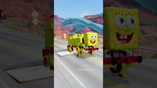 Ridiculous Cars Crossing Triple Spikes Bollard Trap amp Giant SmurfCat Slap Hand – BeamNGdrive [upl. by Anaitsirc]