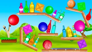 Juegos para Niños Pequeños  Bottle Down Hit Cap 2 Niveles 4150 mundo Egipto  Juegos de Bolitas [upl. by Einner]