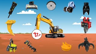 EXCAVATOR ATTACHMENT  MULCHER HYDRAULIC BREAKER ROCK SAW ROCK WHEEL DEMOLITION PILE DRIVER [upl. by Nylegna456]