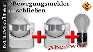 Zwei Bewegungsmelder anschließen  Schaltplan in Videoform von M1Molter [upl. by Elmore697]