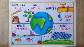 Environment Day poster drawing World Environment day drawing Save Earth Poster drawingSave Nature [upl. by Kelci]