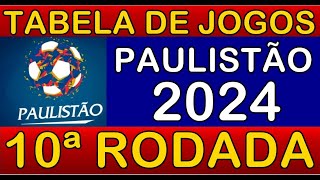 TABELA DE JOGOS DO CAMPEONATO PAULISTA 2024 • 10ª RODADA • PRÓXIMOS JOGOS DO PAULISTÃO 2024 [upl. by Ilenna]