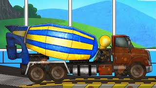 Cement Mixer Truck Animated Car Cartoon Video For Kids [upl. by Dunson]