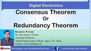 Consensus Theorem or Redundancy theorem  Hindi Urdu  Digital Electronics by Raj Kumar Thenua [upl. by Louls]