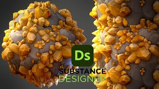 Stylized Rock with Crystal  Substance 3D Designer [upl. by Meave]