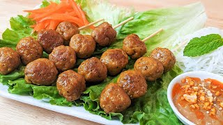 BOULETTES DE PORC À LA VIETNAMIENNE  NEM NUONG  HOP DANS LE WOK [upl. by Ekyt531]