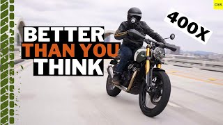 TRIUMPH SCRAMBLER 400X Review  Can it handle the highway [upl. by Caesaria545]